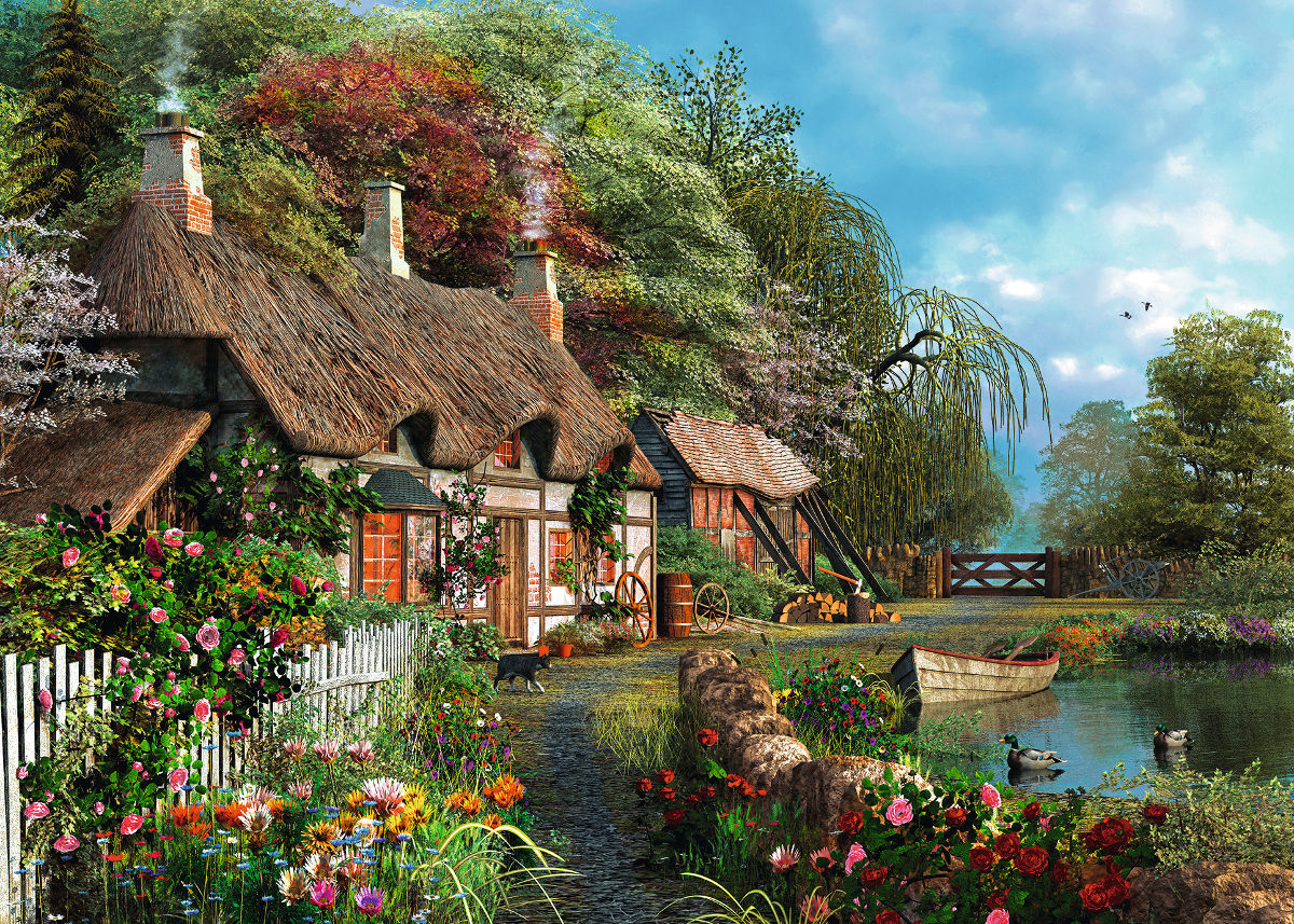 Cottage on a Lake Lakes & Rivers Jigsaw Puzzle