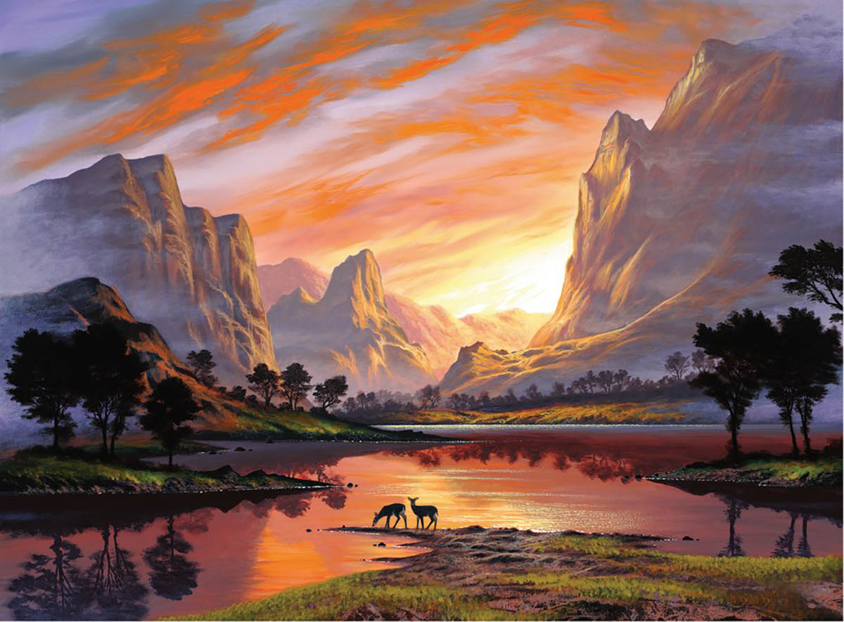 Tranquil Sunset Animals Jigsaw Puzzle