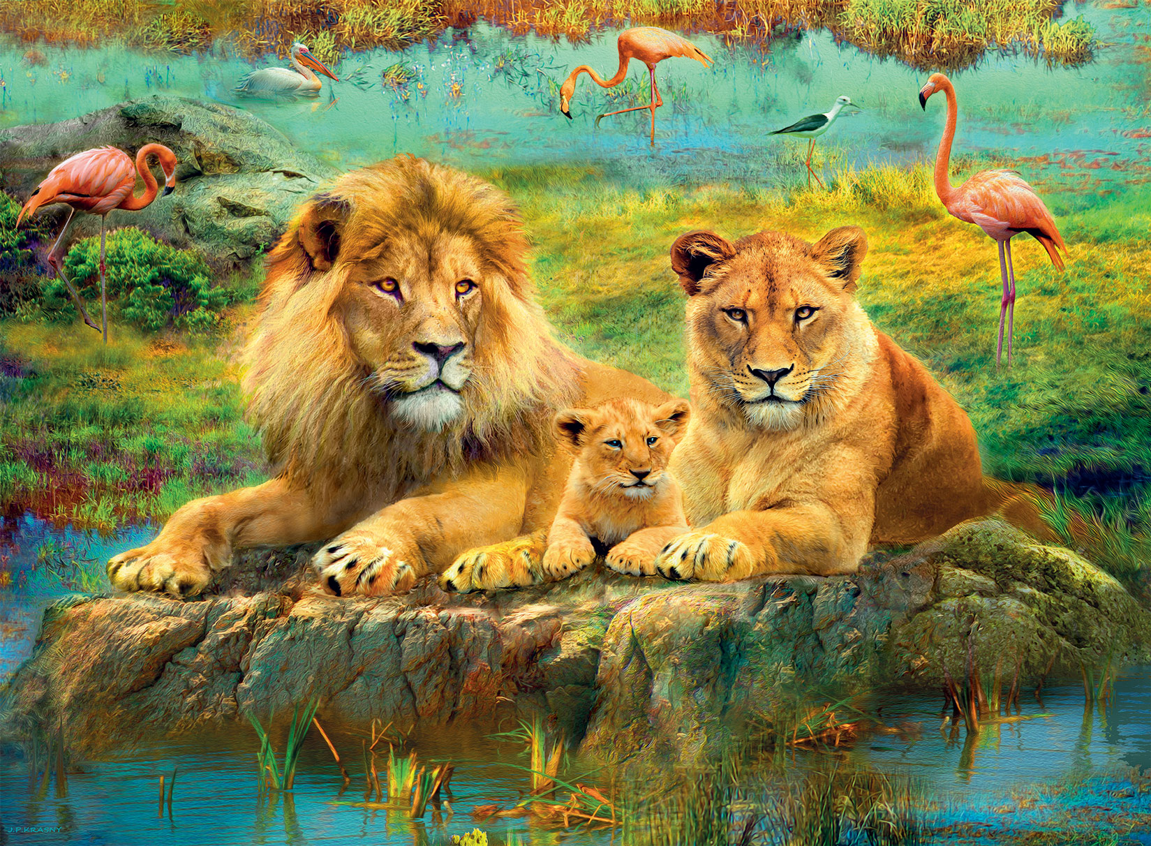 Lions  in the Savannah Big Cats Jigsaw Puzzle