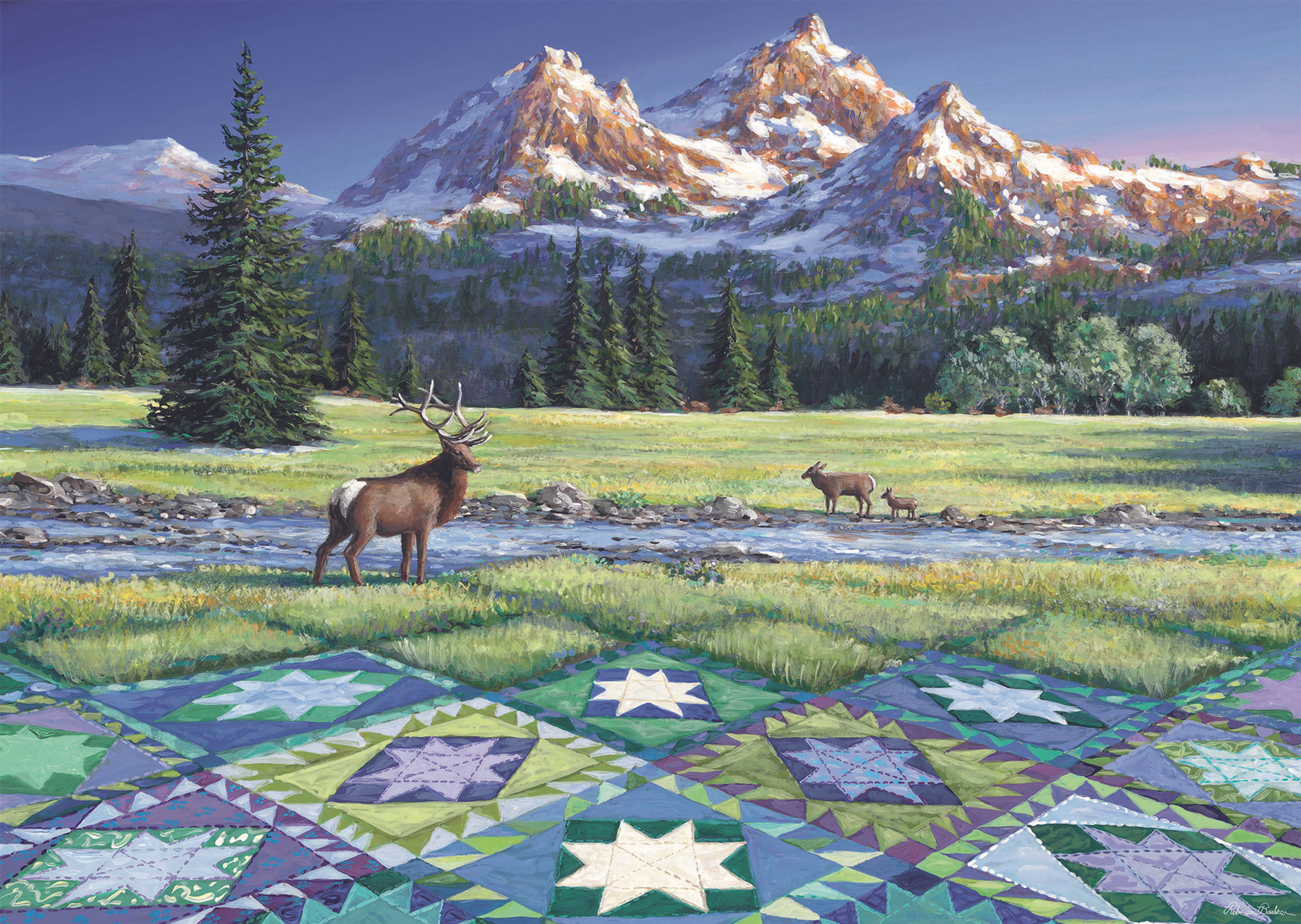 Mountain Quiltscape Landscape Jigsaw Puzzle