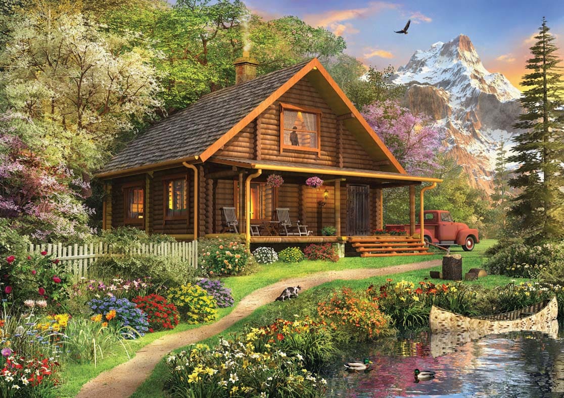 Log Cabin Home Landscape