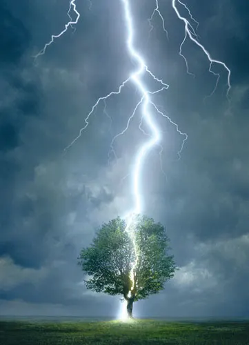 Lightning Striking Tree Photography
