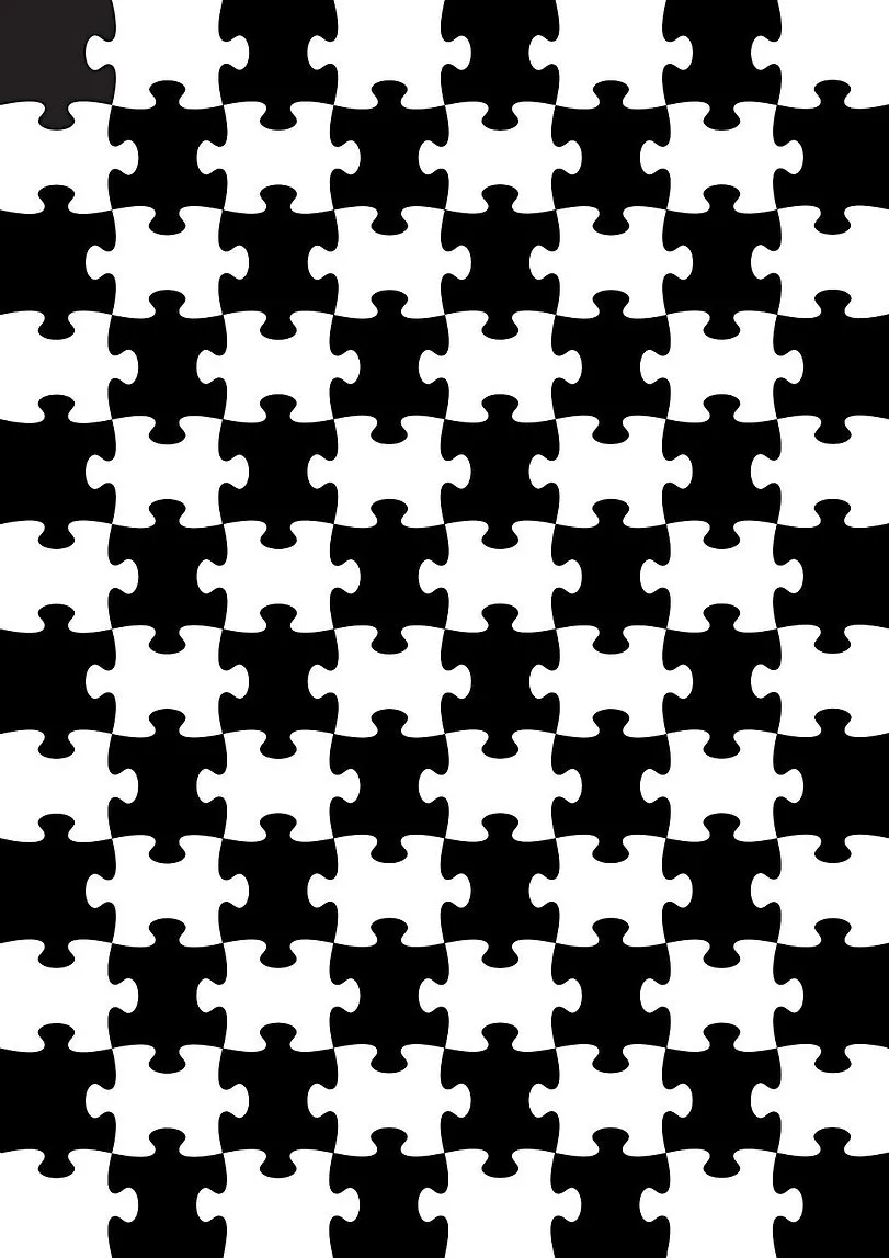 Puzzle In Puzzle Mini Puzzle - Black & White Monochromatic