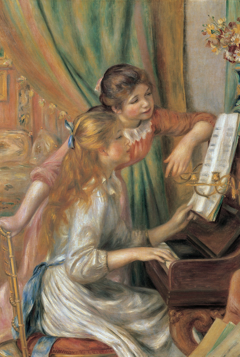 Two Young Girls At The Piano Fine Art Jigsaw Puzzle