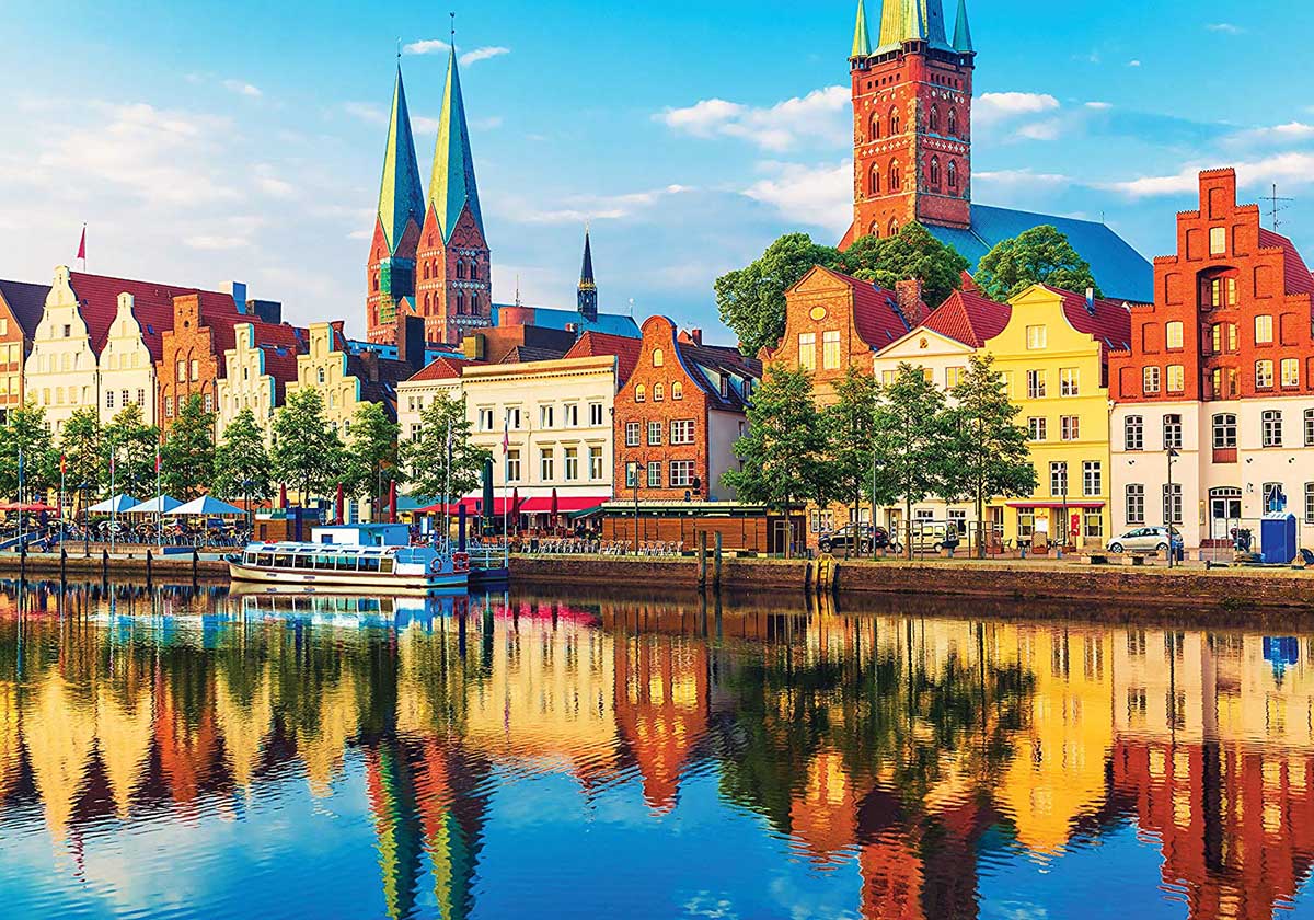 Scenic Summer Sunset Lubeck Germany Summer Jigsaw Puzzle