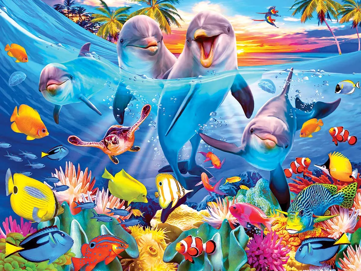 Playful Dolphins - 350 Piece Jigsaw Puzzle by Kodak | Serious Puzzles
