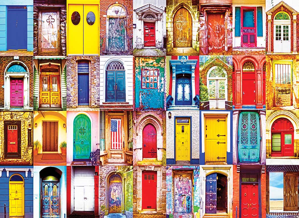 Colorful American Doors Collage Jigsaw Puzzle