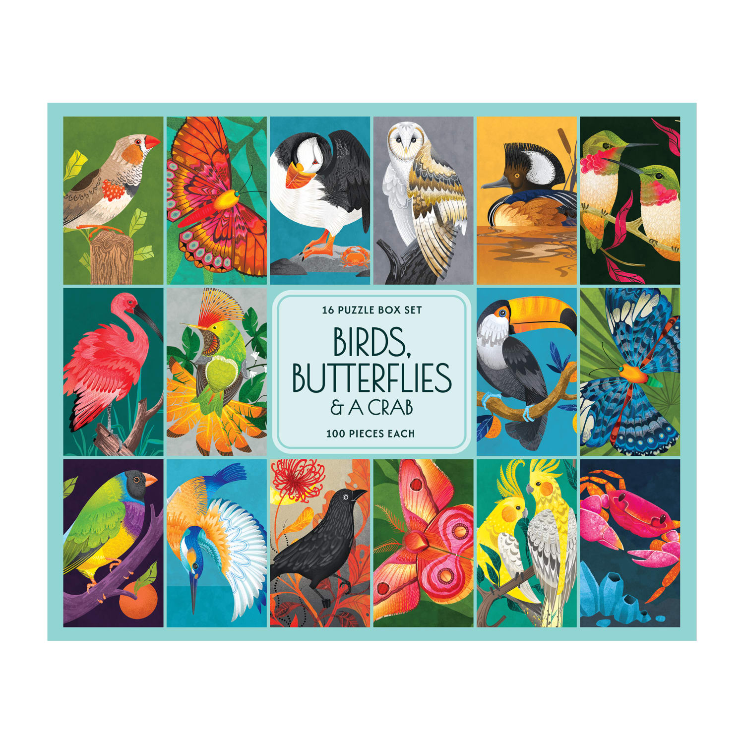 Birds Butterflies & A Crab Box Set 16X100Pc Birds