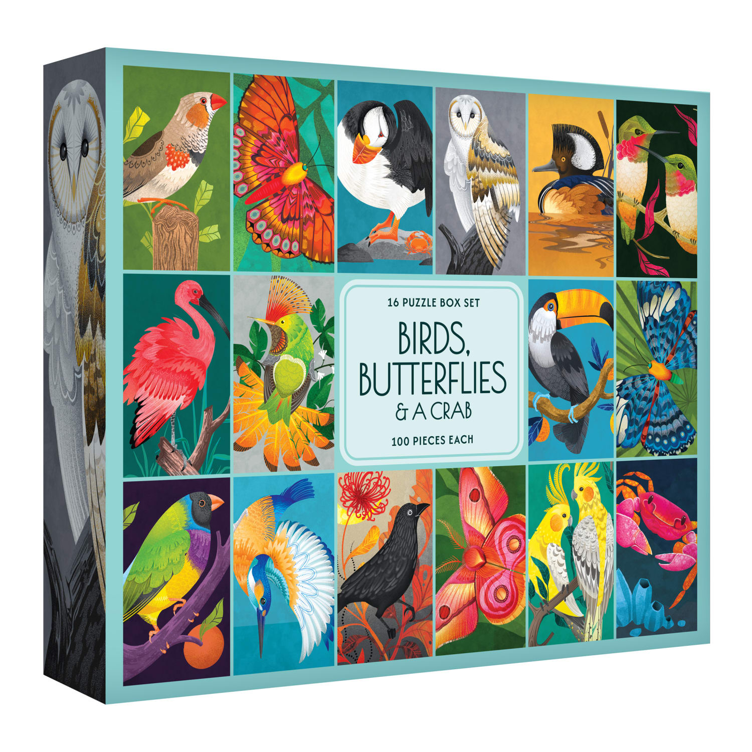 Birds Butterflies & A Crab Box Set 16X100Pc