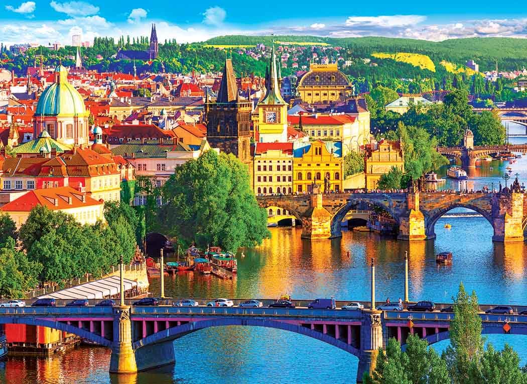 Scenic Old Town Bridges Over The Vltava River Landscape