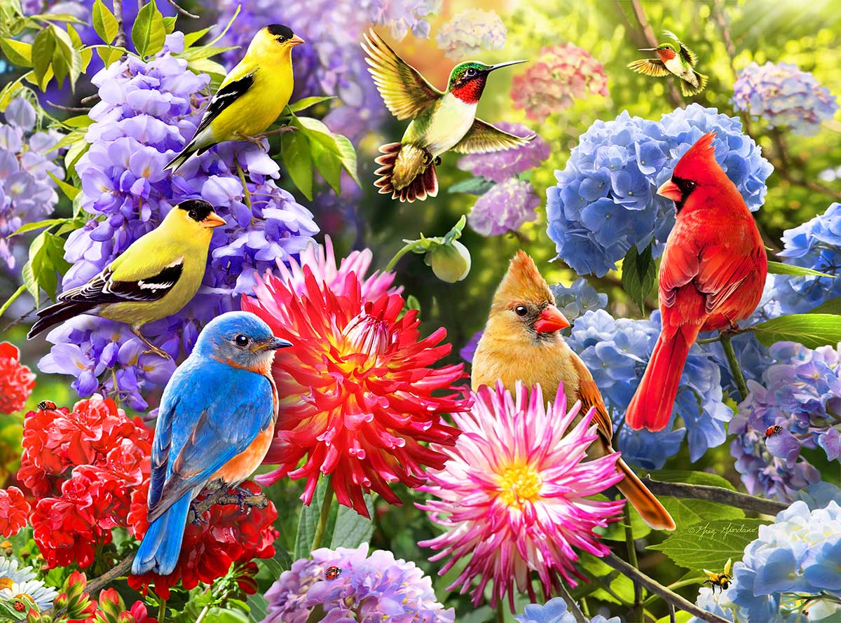 Spring Meet Up Birds Jigsaw Puzzle
