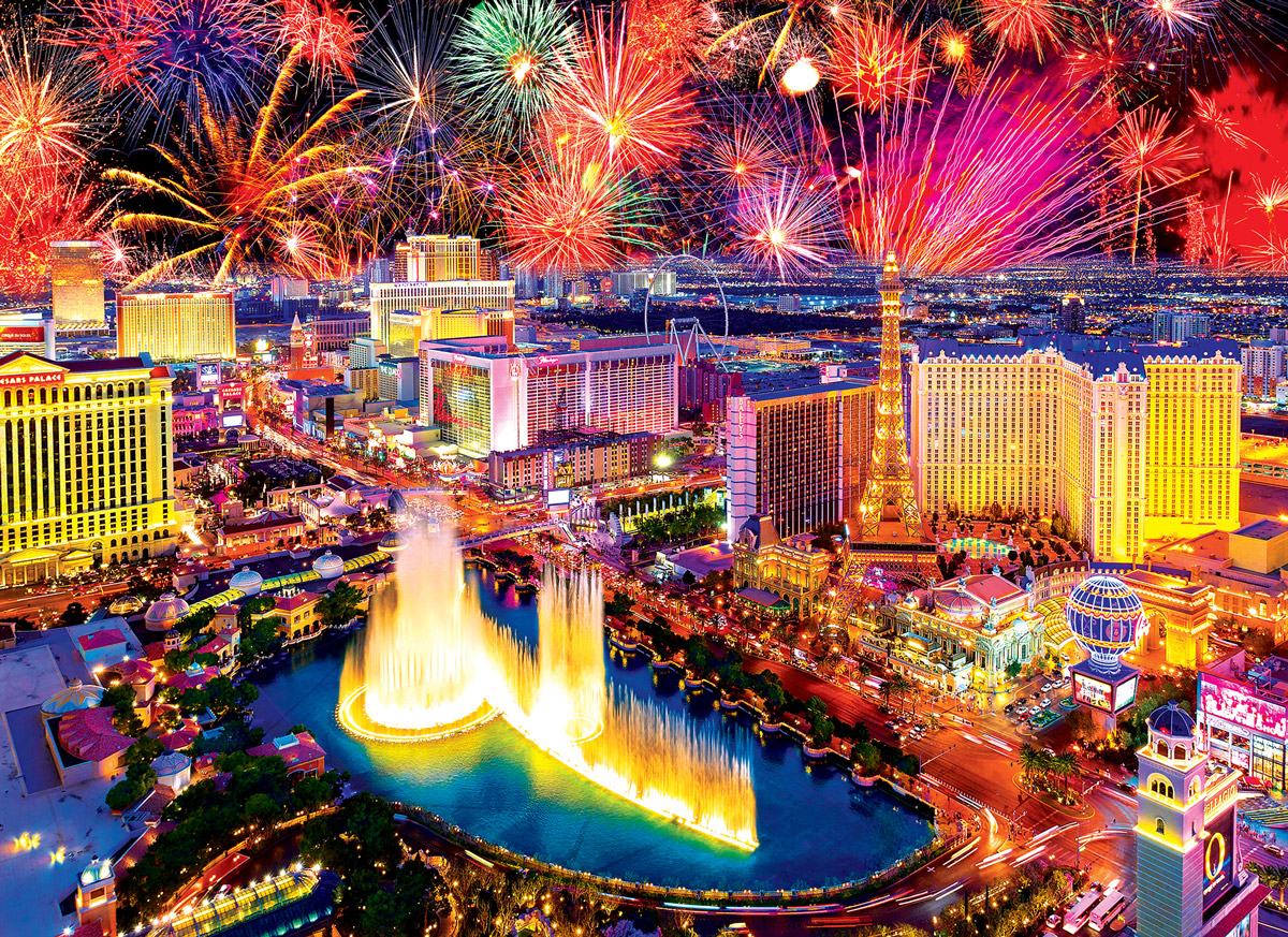 Fireworks Over Las Vegas Fourth of July Jigsaw Puzzle