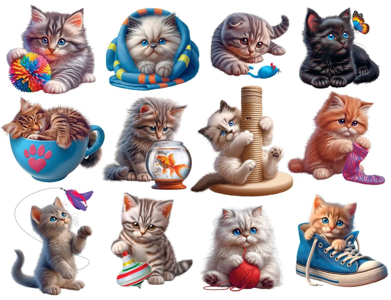 Multi Shaped Puzzles - Playful Kittens