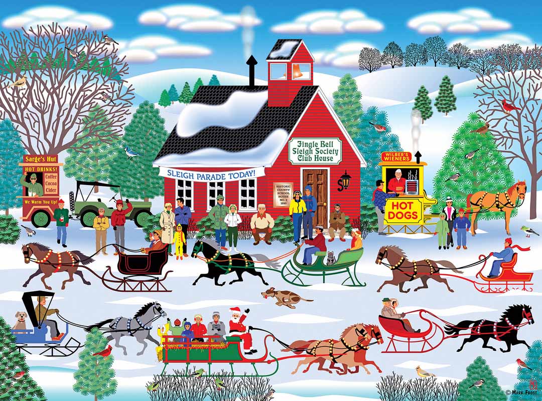 Jingle Bell Sleigh Society Christmas Jigsaw Puzzle