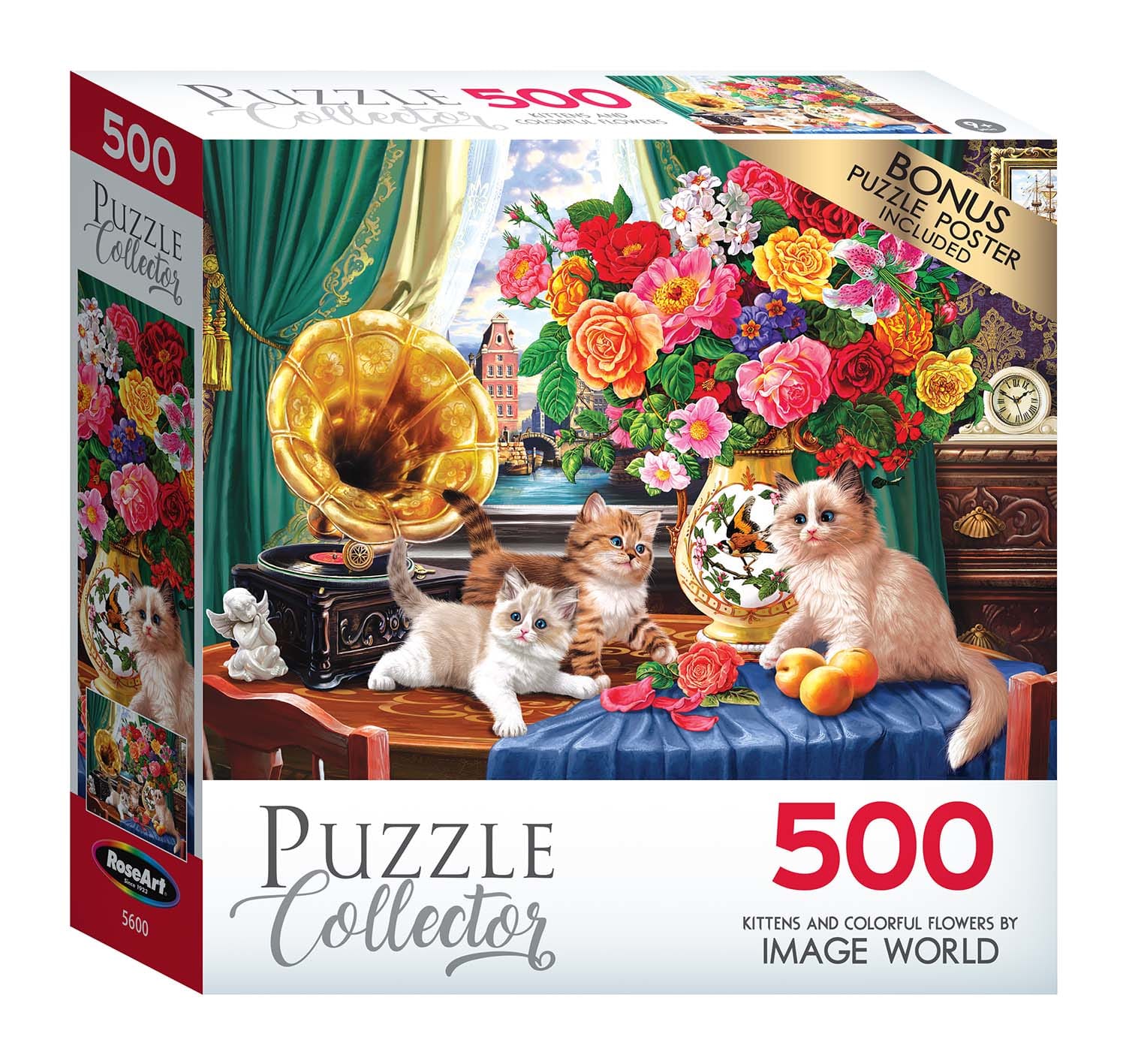 Kittens and Colorful Flowers