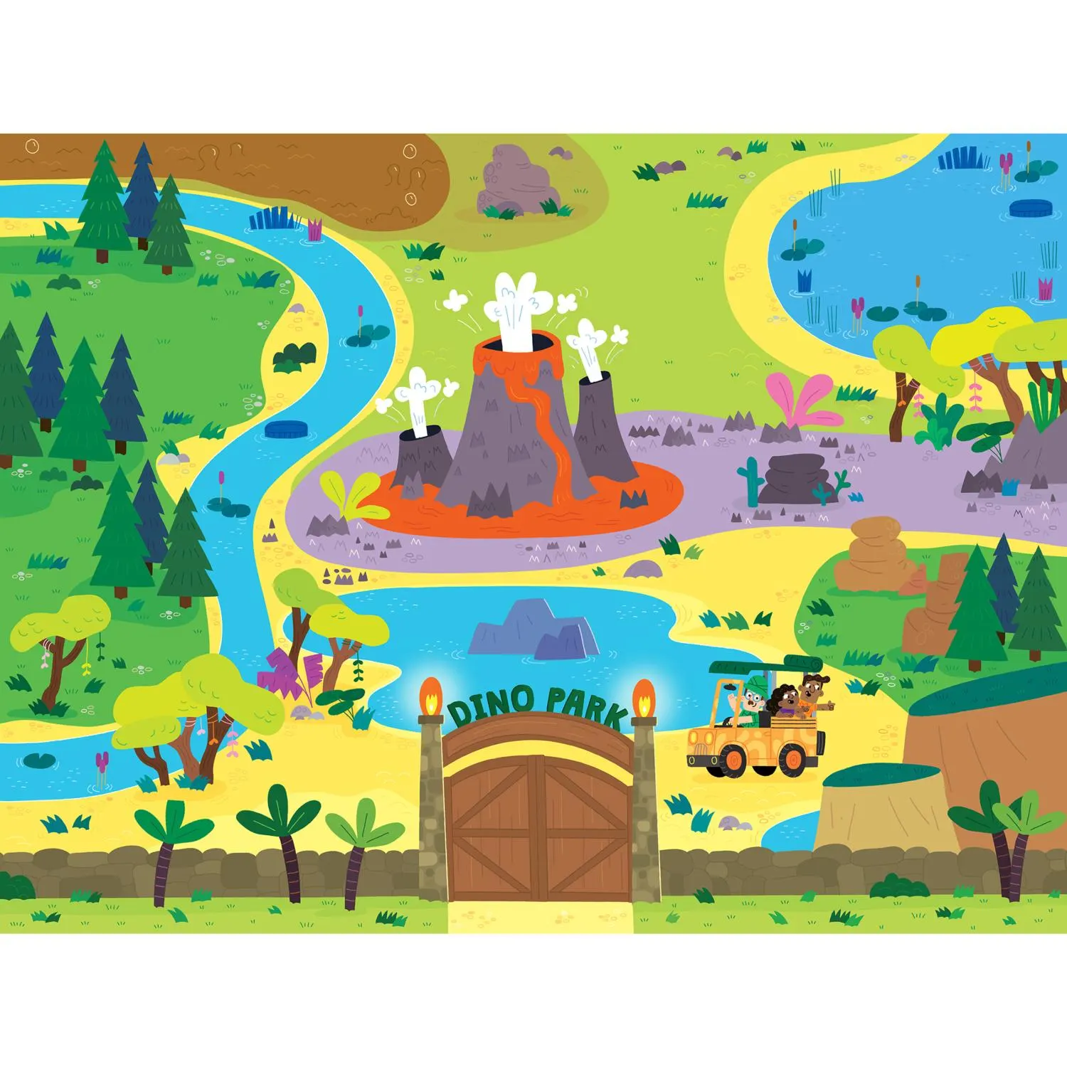 Floor Puzzle 24Pc With 8 Figures-Dinosaur Park Adventure Dinosaurs