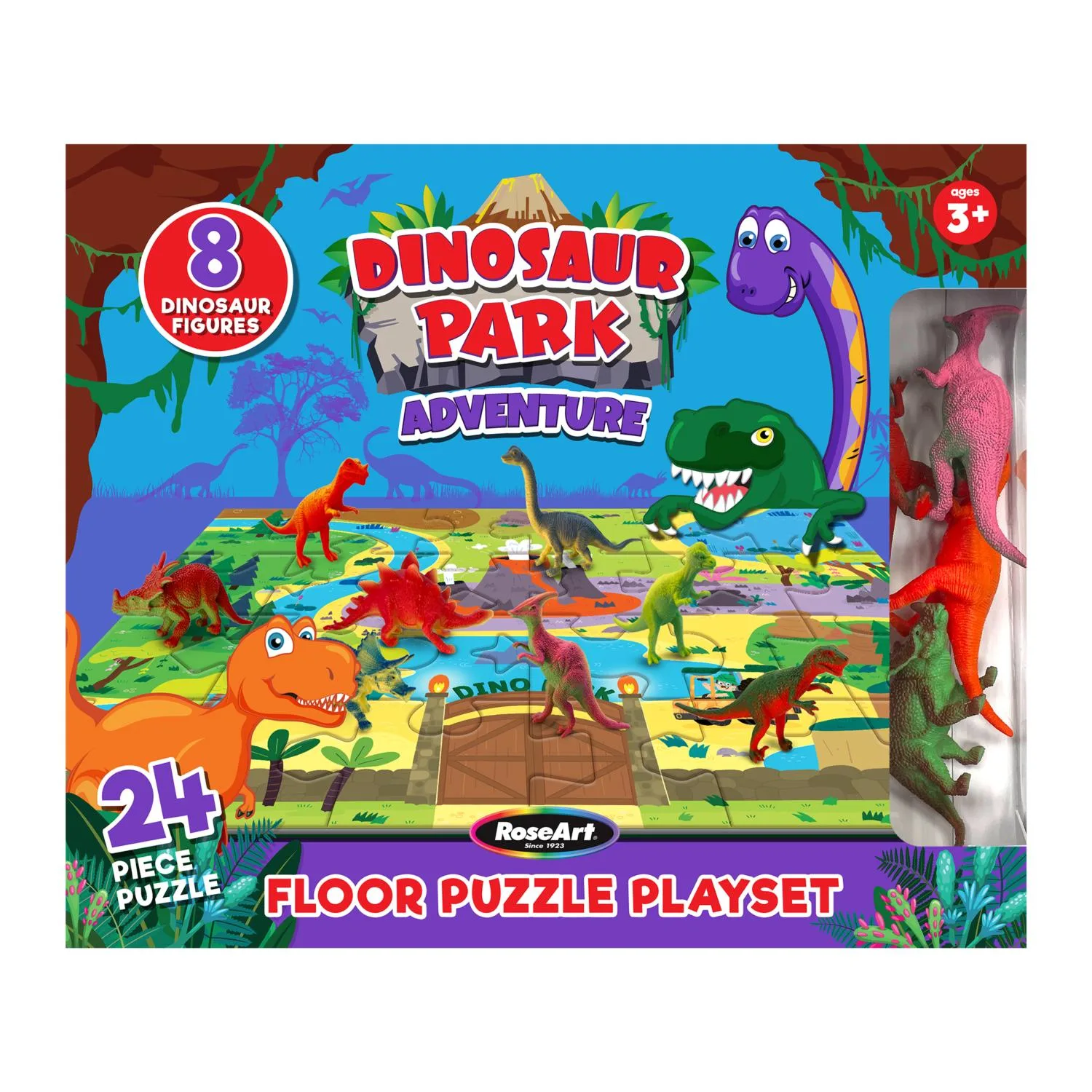 Floor Puzzle 24Pc With 8 Figures-Dinosaur Park Adventure