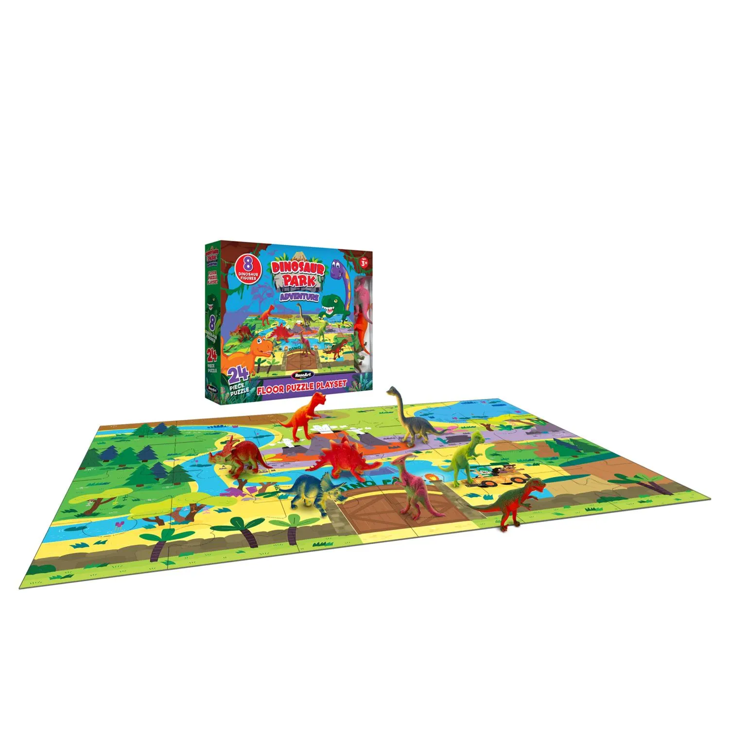 Floor Puzzle 24Pc With 8 Figures-Dinosaur Park Adventure
