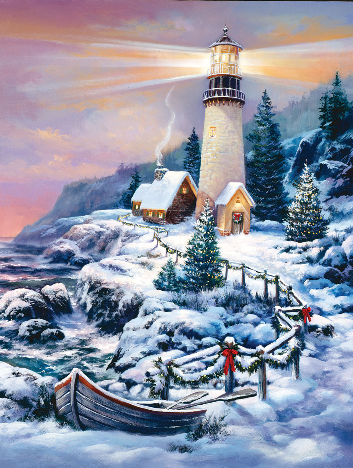 Snowy Path Lighthouse Jigsaw Puzzle