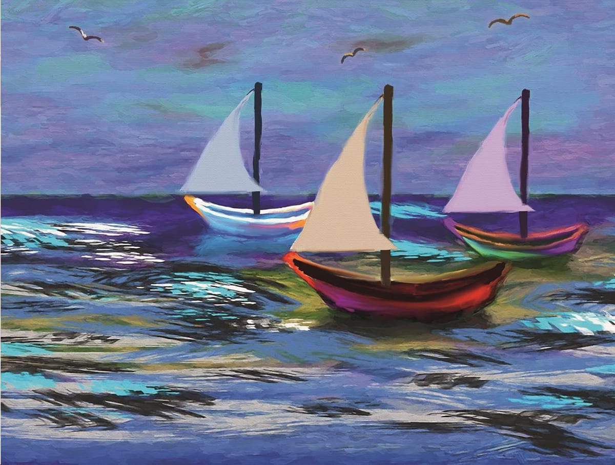 Multi Coloured Boats Boat