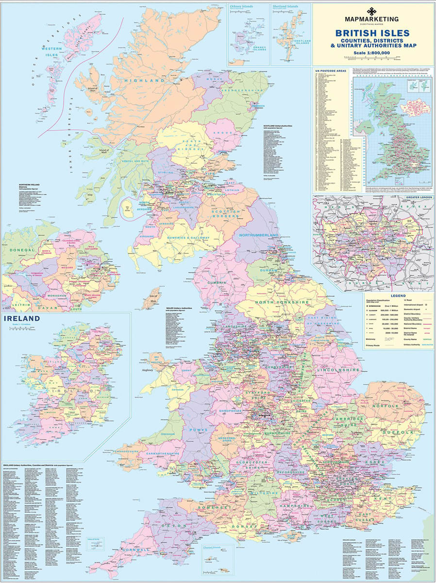 British Isles County Map - Scratch and Dent Maps & Geography