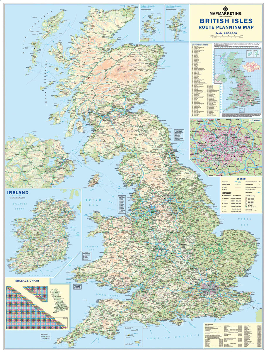 British Isles Road Map Maps & Geography