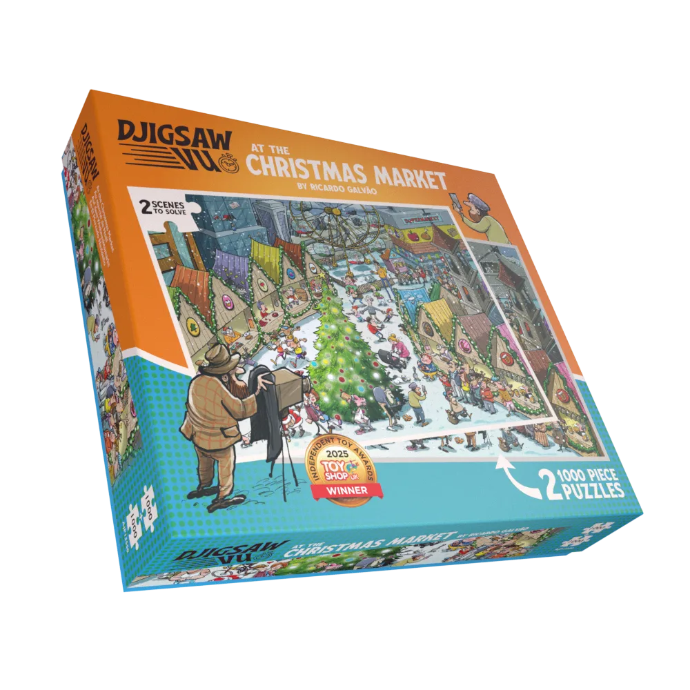 Djigsaw Vu at the Christmas Market 2 x 1000 Jigsaw Puzzles Christmas