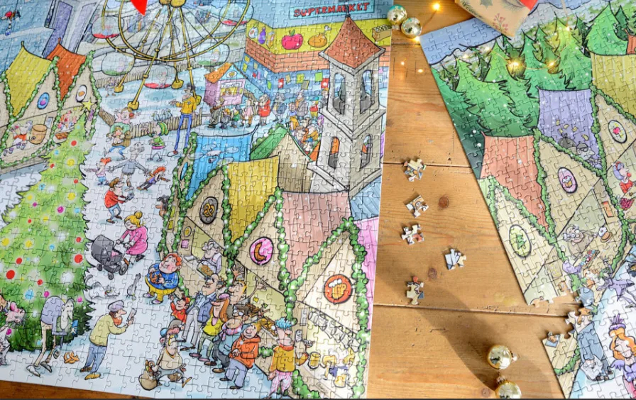 Djigsaw Vu at the Christmas Market 2 x 1000 Jigsaw Puzzles