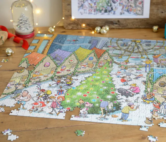 Djigsaw Vu at the Christmas Market 2 x 1000 Jigsaw Puzzles