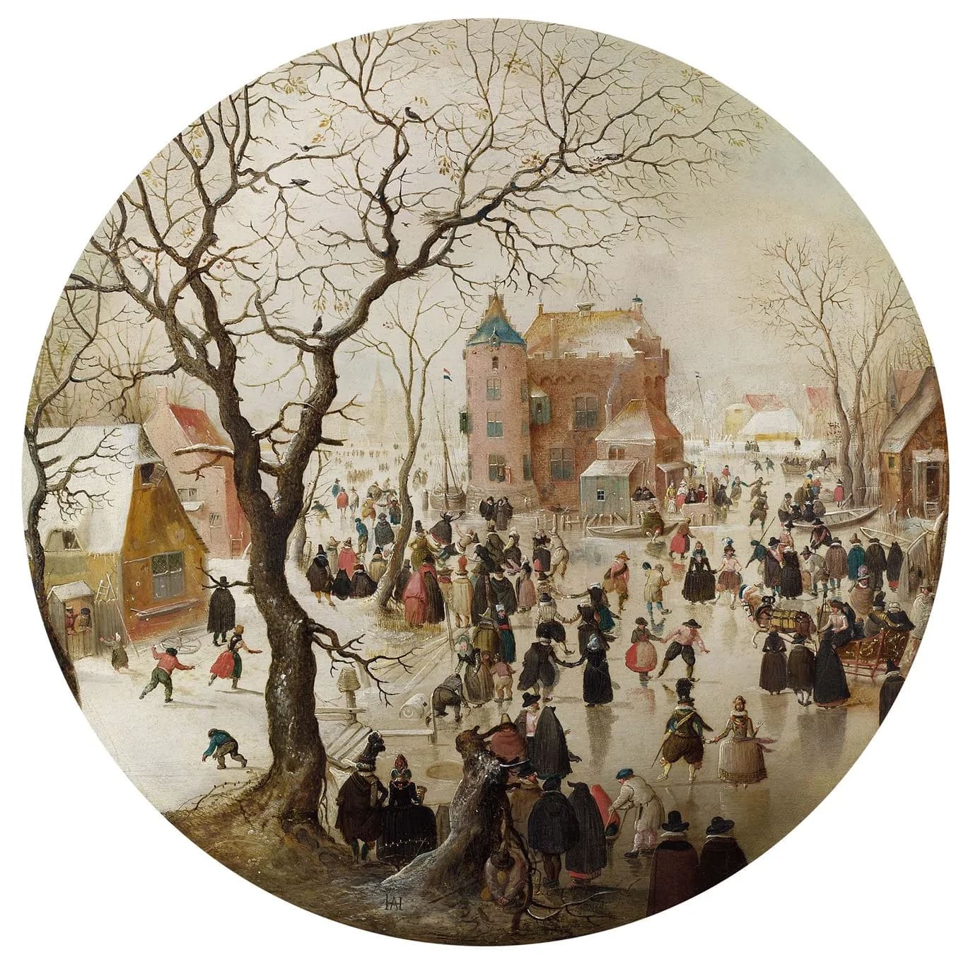 Winter Scene with Skaters Fine Art