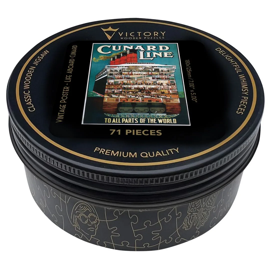 Vintage Poster - Life Aboard Cunard - Mini Quarter Tin