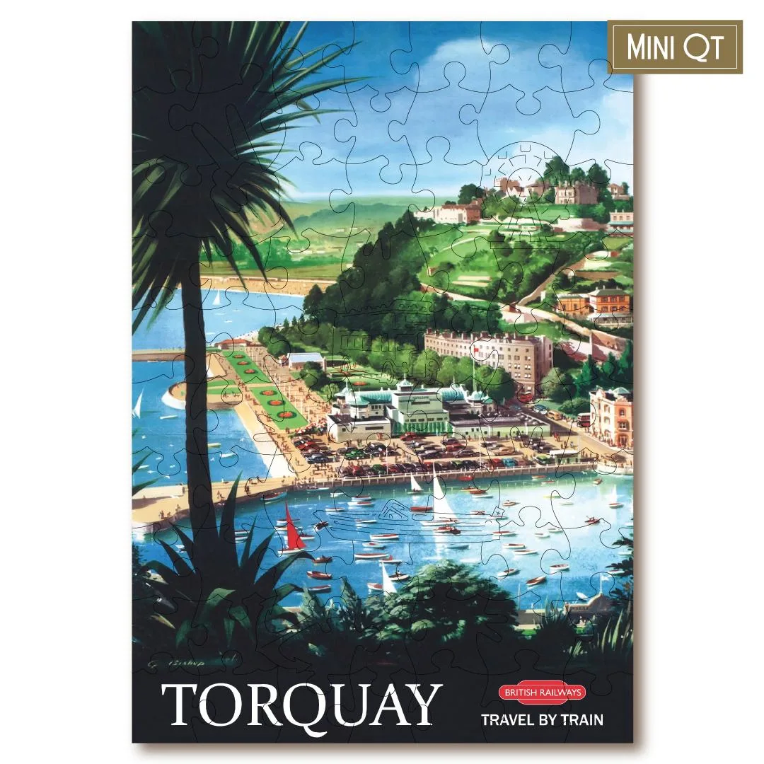 Vintage Poster - Torquay - Mini Quarter Tin Travel