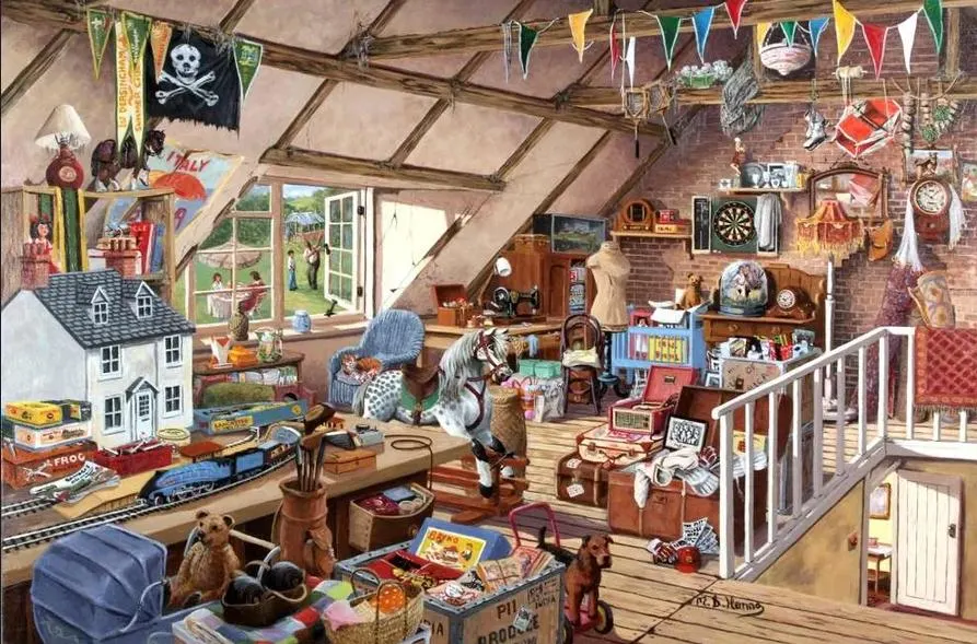 Grandma's Attic 1000 PC - Original Packaging Around the House