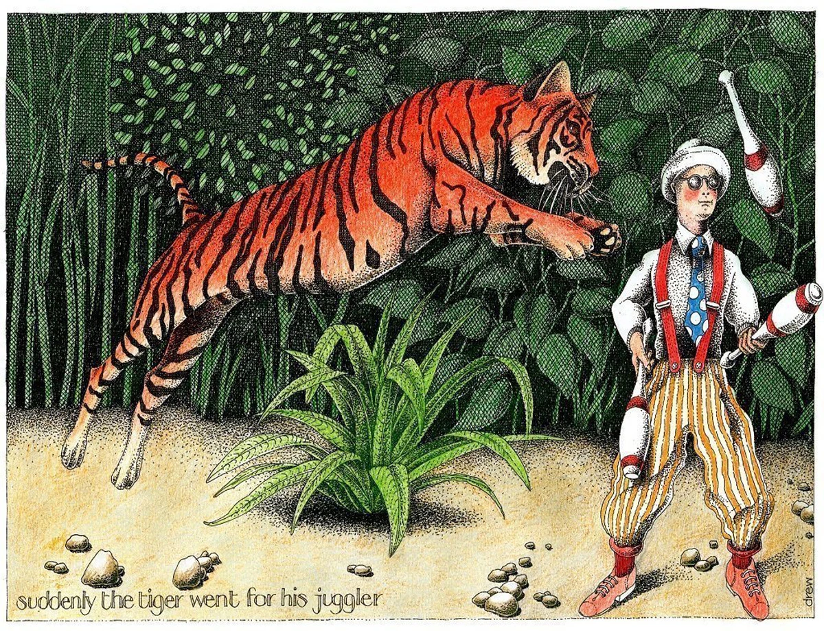 Suddenly the Tiger went for his Juggler Big Cats