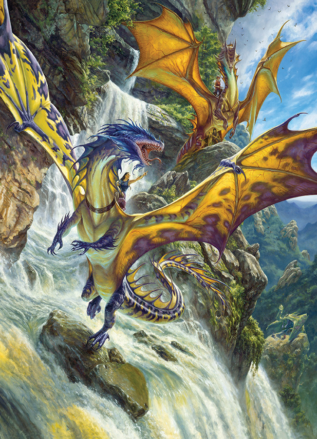 Waterfall Dragons Fantasy Jigsaw Puzzle