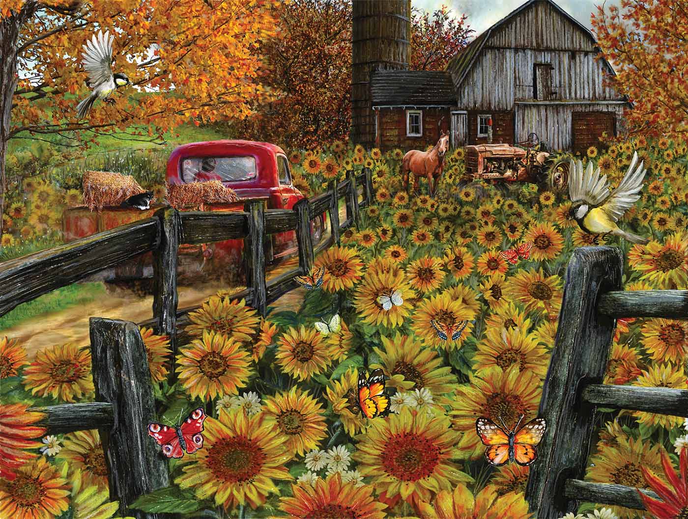 Sunflower Farm Countryside Jigsaw Puzzle