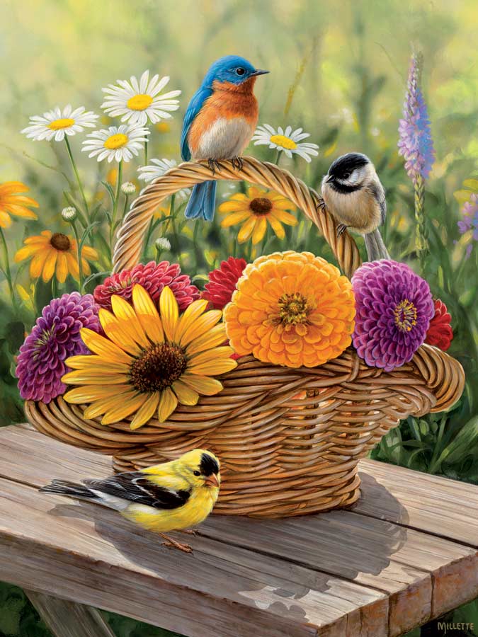 Summer Bouquet Birds Jigsaw Puzzle
