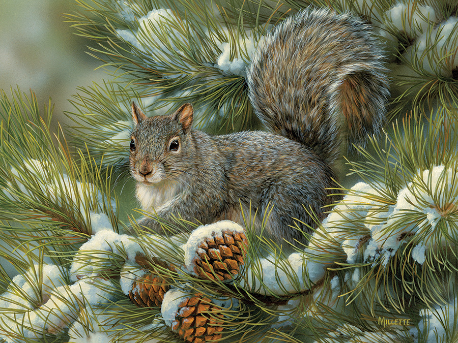Gray Squirrel Winter Jigsaw Puzzle