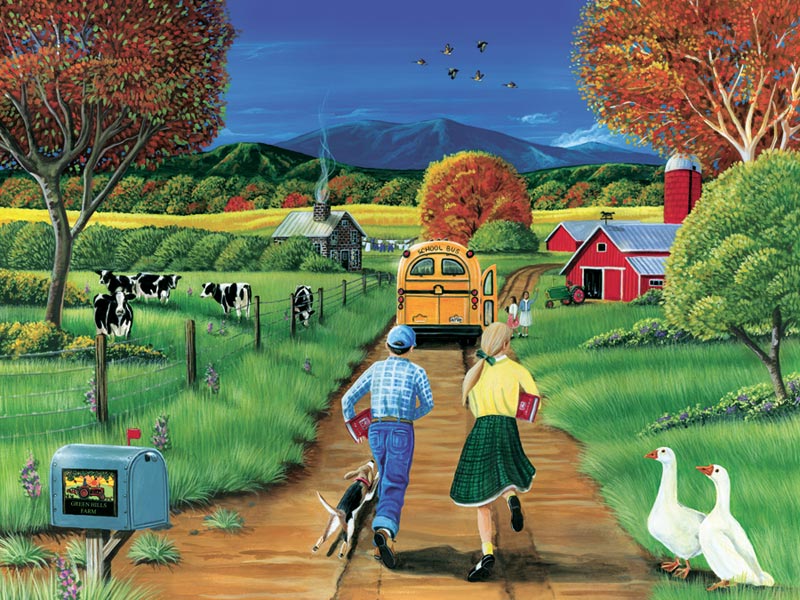 Late for the Bus Countryside