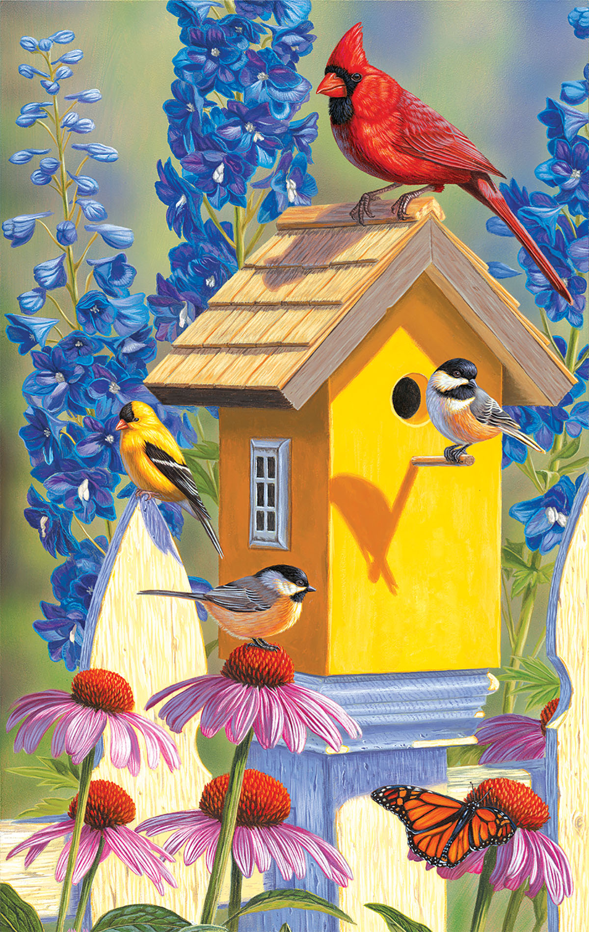 The Yellow Birdhouse Birds Jigsaw Puzzle