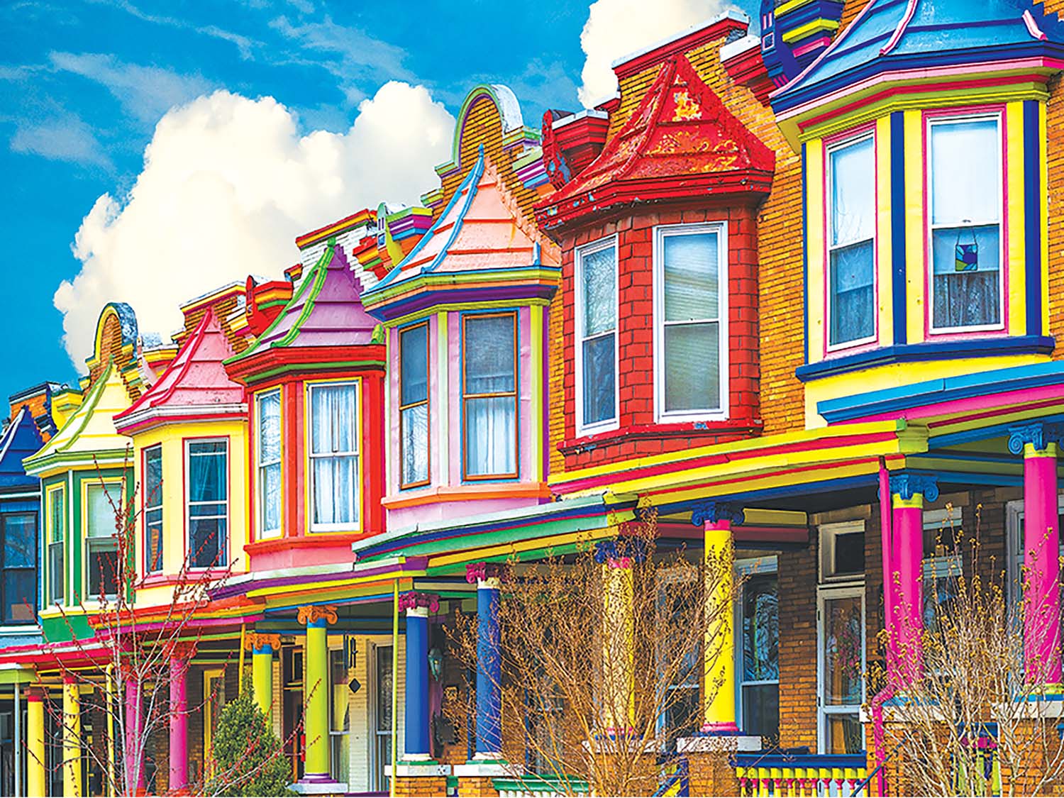 Colorluxe - Colorful Houses Along Guilford Avenue In Charles Landscape Jigsaw Puzzle