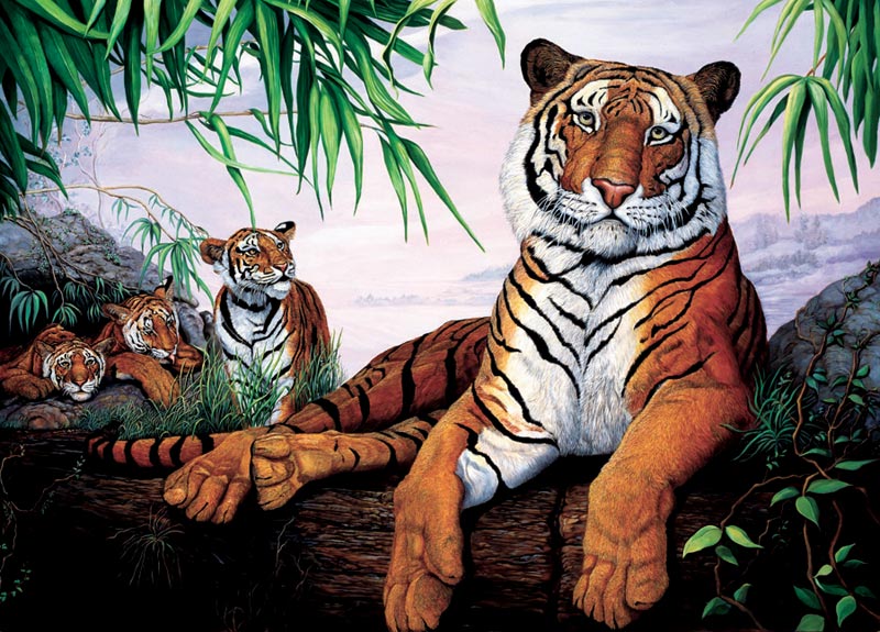 Tiger Family Jungle Animals Jigsaw Puzzle
