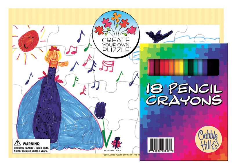Create Your Own Puzzle - 2 pack w/18 Pencil Crayons Educational
