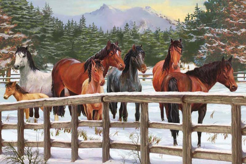 Snowy Pasture Horse Jigsaw Puzzle