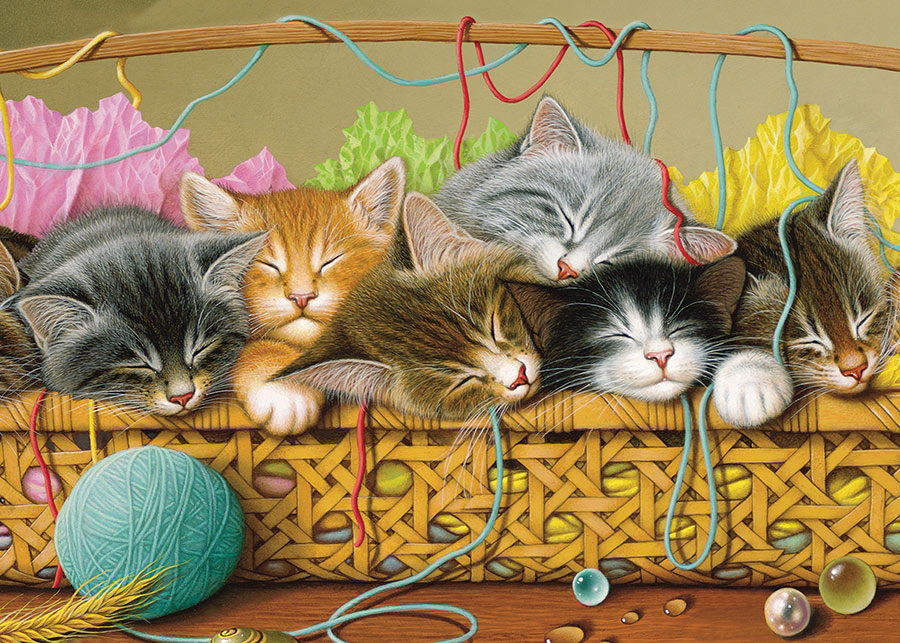 Kittens in Basket Cats Jigsaw Puzzle