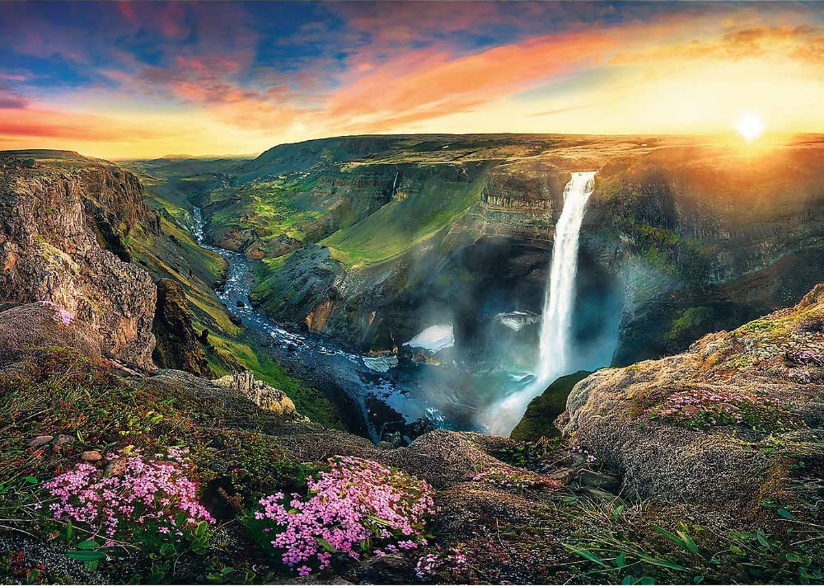 Háifoss Waterfall, Iceland Nature Jigsaw Puzzle