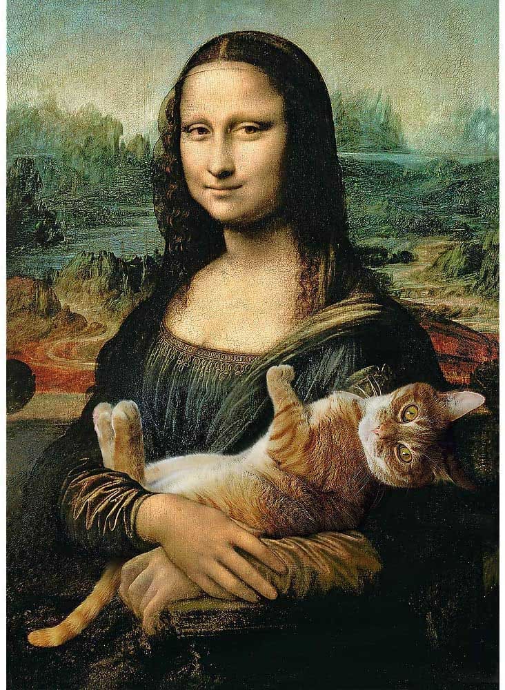 Mona Lisa And A Purring Kitty Fine Art