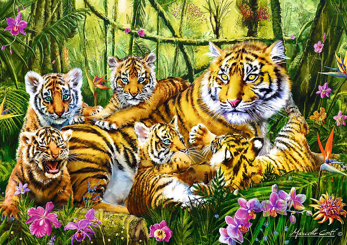 Family Of Tigers Big Cats Jigsaw Puzzle