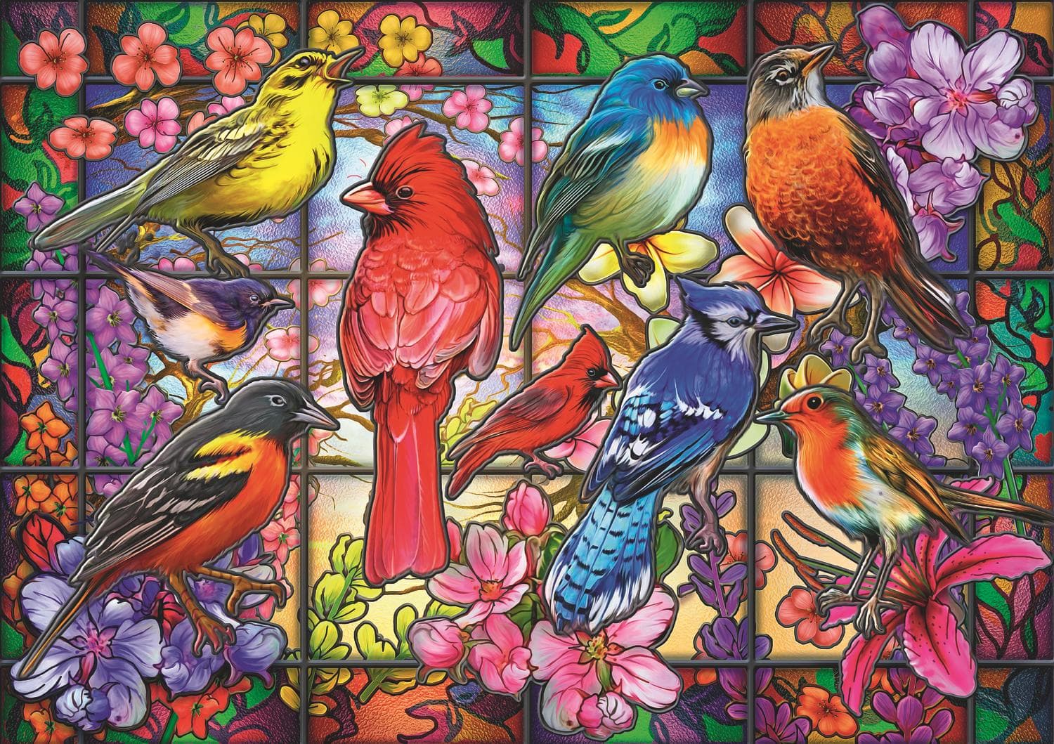 Trefl Red Stained Glass Birds 