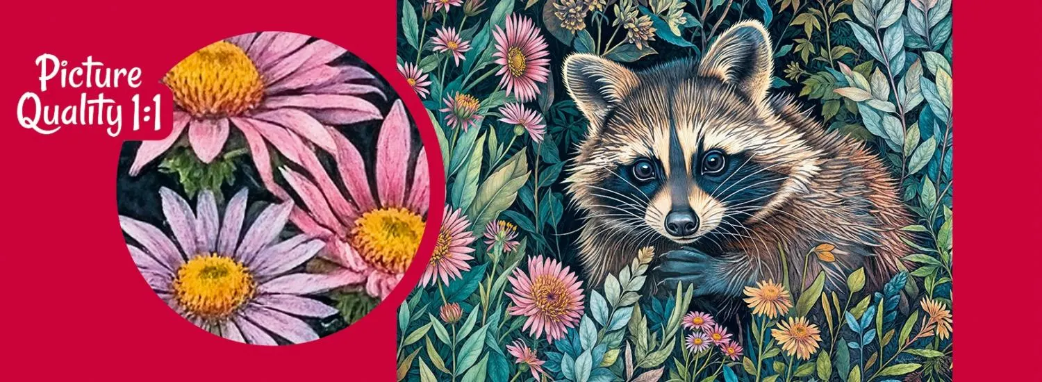 Raccoon in Flowers